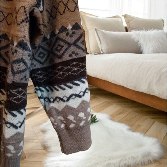 COZY KNIT FAIR ISLE FISHERMAN VINTAGE 80S 90S UGLY WINTER SWEATER GRANDP… - Picture 7 of 15